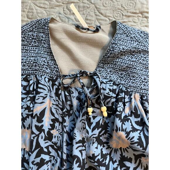 Free people blue mixed print paisley balloon sleeve open cardigan small - Picture 8 of 13